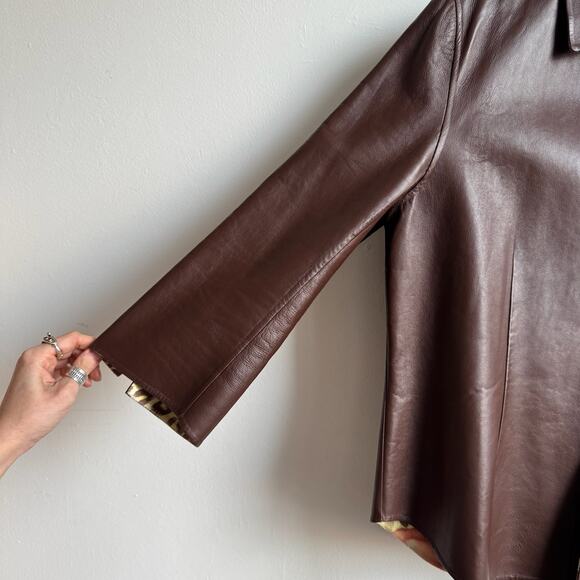 ST. JOHN SPORT Reversible Brown Leather Jacket - Picture 6 of 11